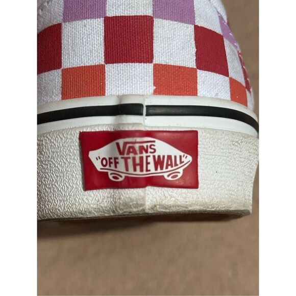 Vans Off The Wall Classic Checkerboard Red Yellow Blue Slip On Skate Shoes  Size - Picture 5 of 10